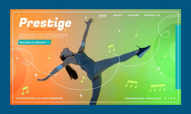 Free Vector flat design dance school landing page