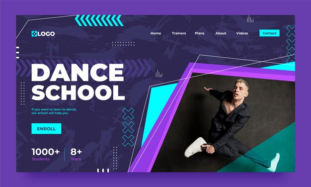 Flat design dance school landing page