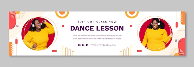 Flat design dance school twitch banner