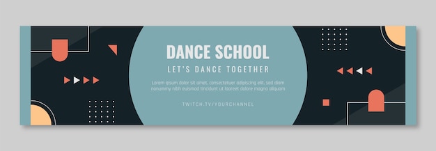 Free Vector flat design dance school twitch banner