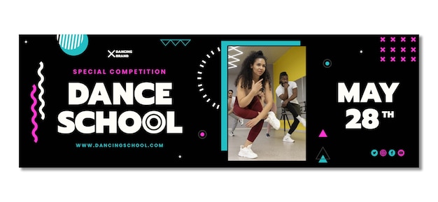 Free Vector flat design dance school twitter header