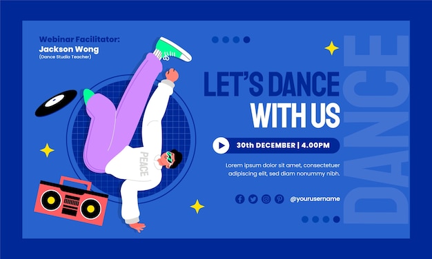 Flat design dance school webinar template