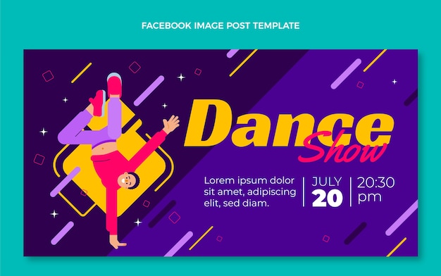 Flat design dance show facebook post