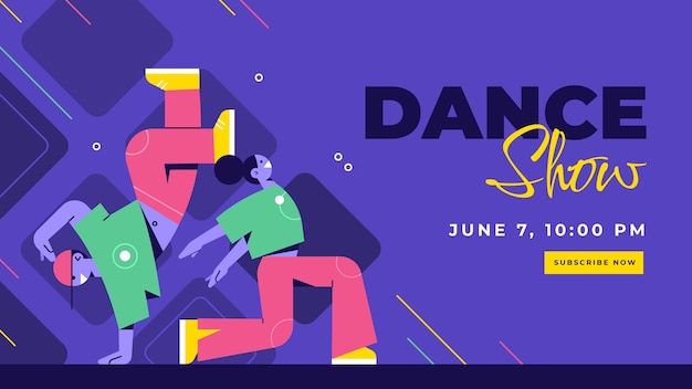 Flat design dance show youtube thumbnail