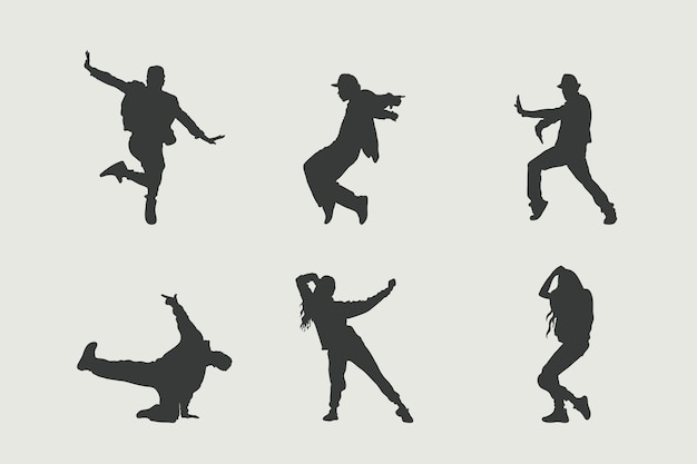 Free Vector flat design dancer silhouette set