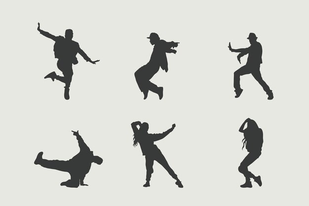 Flat design dancer silhouette set