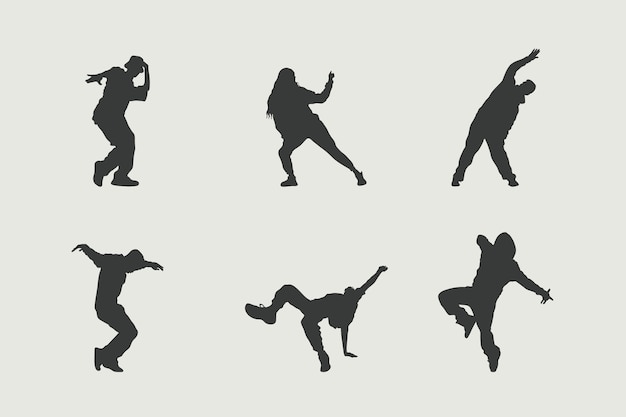 Flat design dancer silhouette set