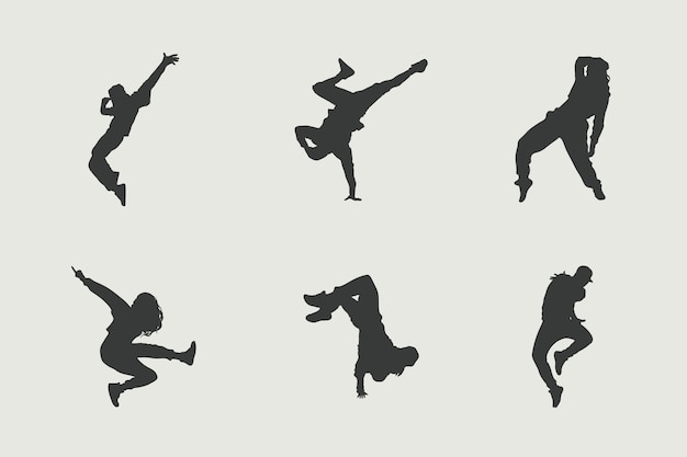 Flat design dancer silhouette set