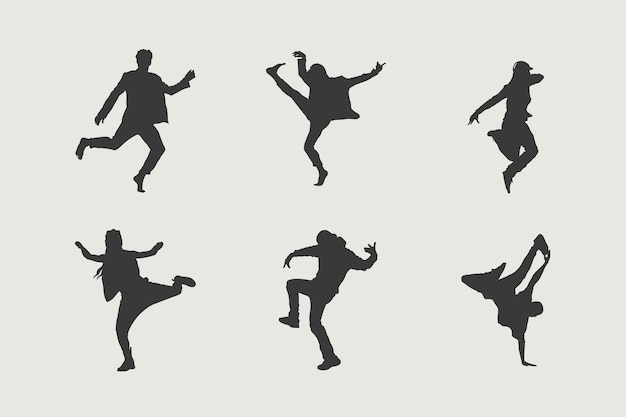 Flat design dancer silhouette set