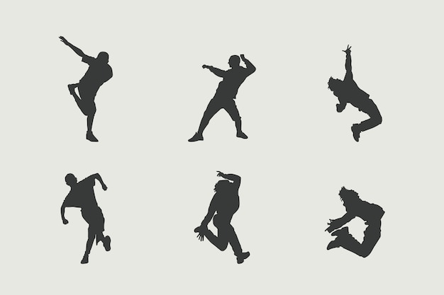 Flat design dancer silhouette set