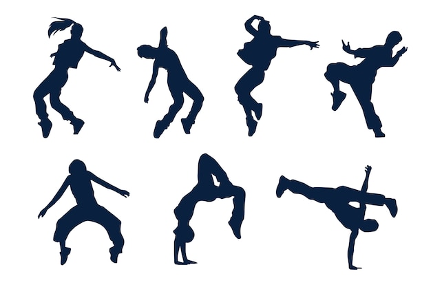 Flat design dancer silhouette set