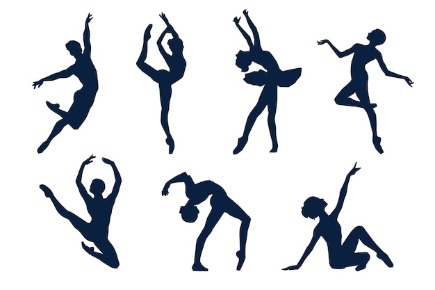 Flat design dancer silhouette set