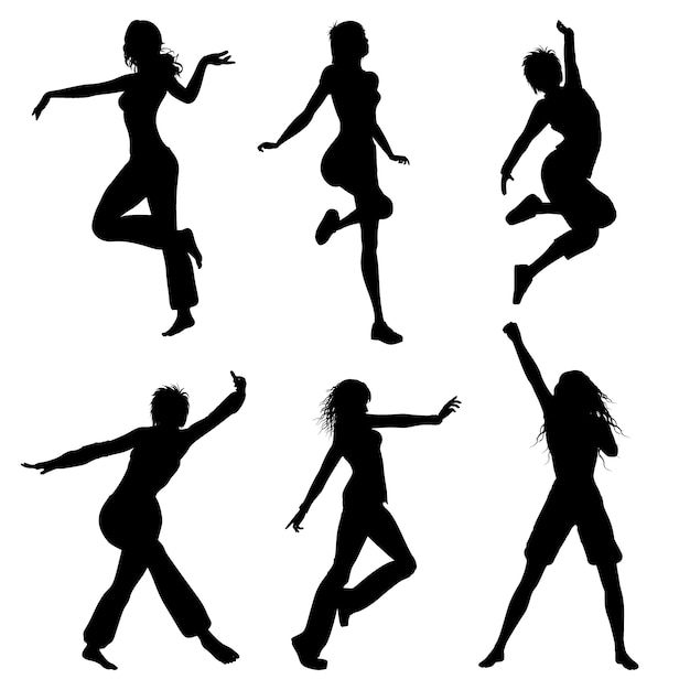 Free vector flat design of dancer silhouette set