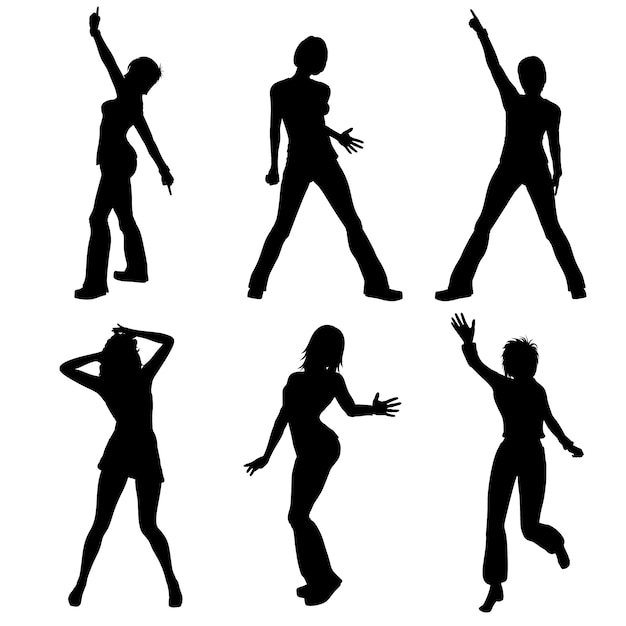 Flat design of dancer silhouette set