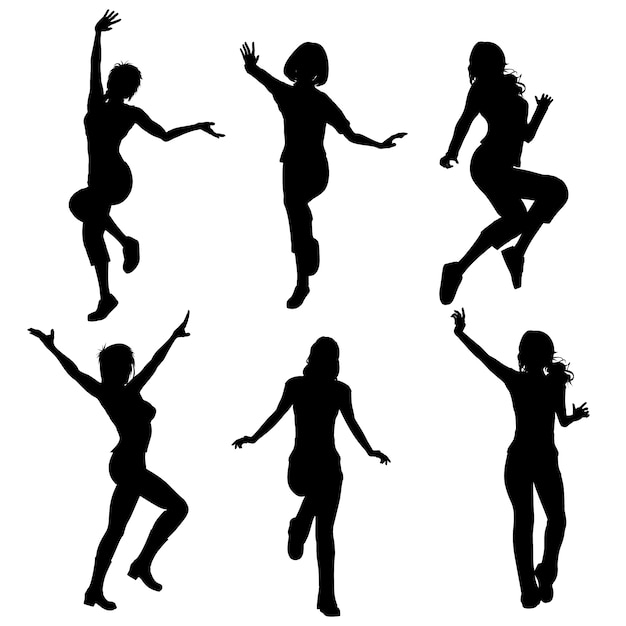 Flat design of dancer silhouette set