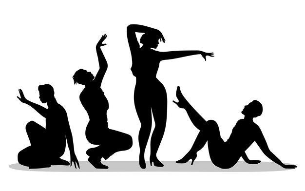 Flat design dancer silhouette