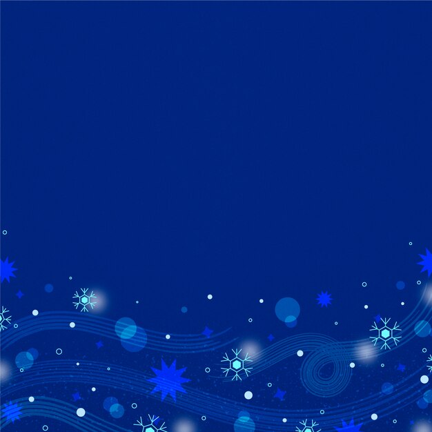 Flat design dark blue snowflake frame