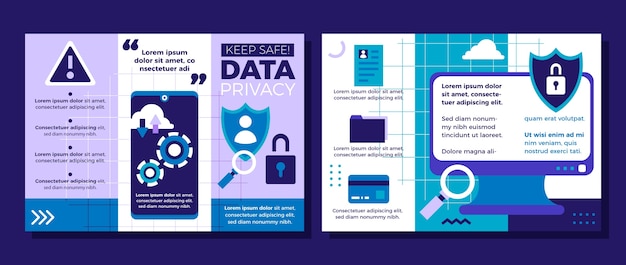 Flat design data privacy brochure template