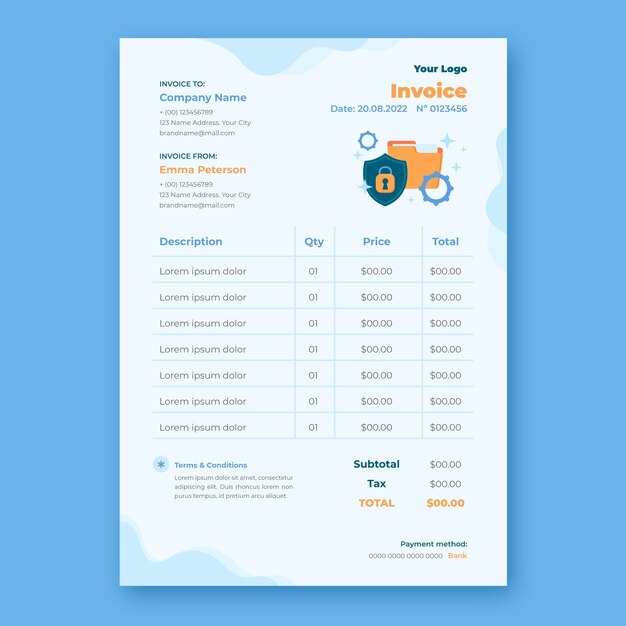 Flat design data privacy invoice