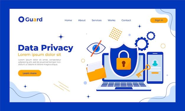 Flat design data privacy landing page