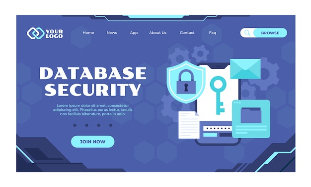 Free Vector flat design data privacy landing page