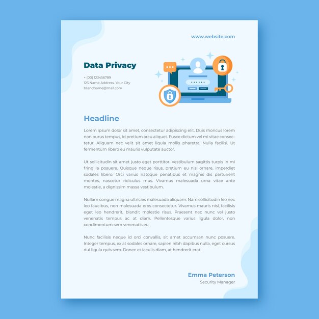 Flat design data privacy letterhead