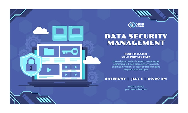 Free Vector flat design data privacy webinar