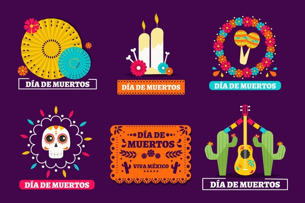 Flat design day of the dead badges