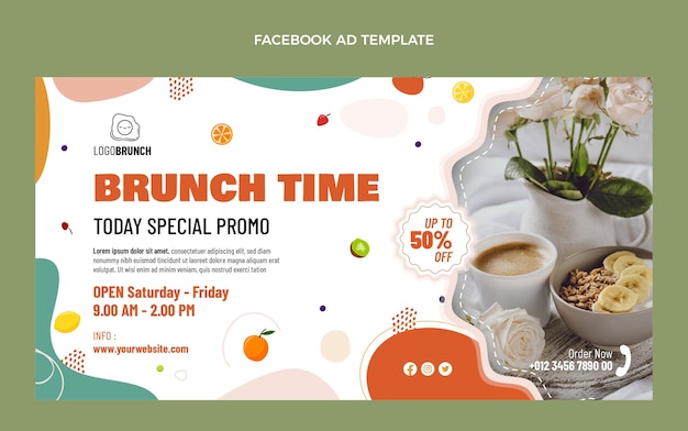 Free Vector flat design delicious brunch facebook template