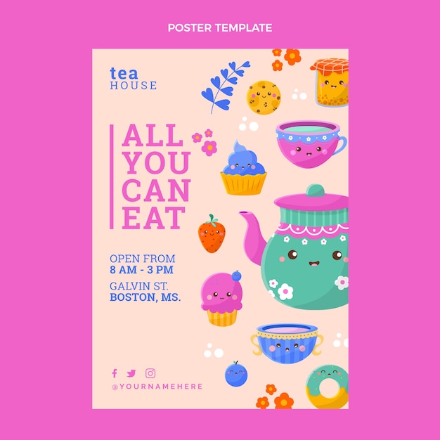 Free Vector flat design delicious brunch poster