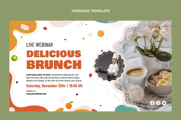 Flat design delicious brunch webinar