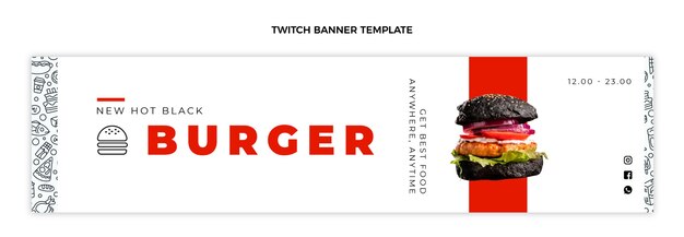 Flat design delicious burger twitch banner