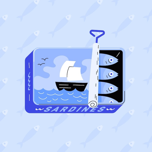 Free Vector flat design delicious canned sardine illustration