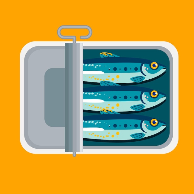 Free Vector flat design delicious canned sardine illustration