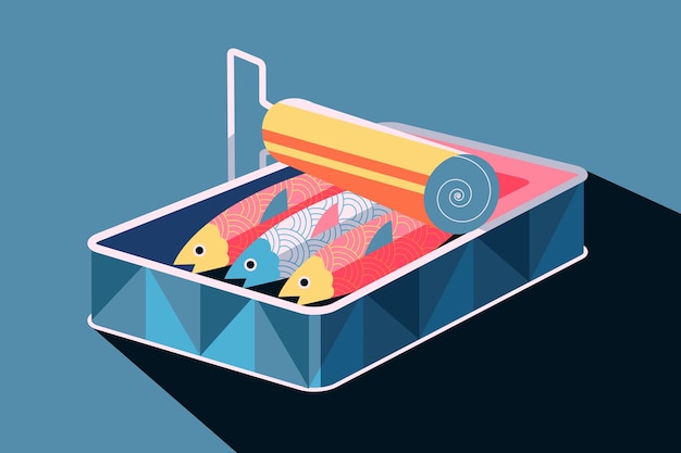 Flat design delicious canned sardine illustration