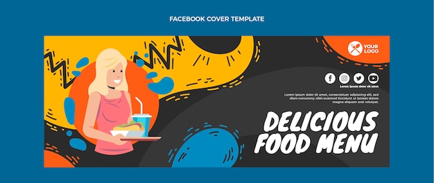 Free Vector flat design delicious food menu facebook cover