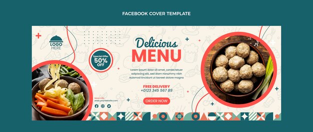 Flat design delicious menu facebook cover