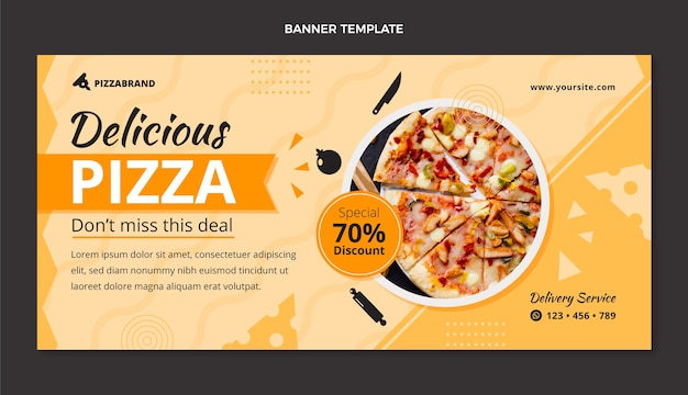 Flat design delicious pizza sale background