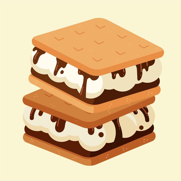 Flat design delicious  s'more illustration