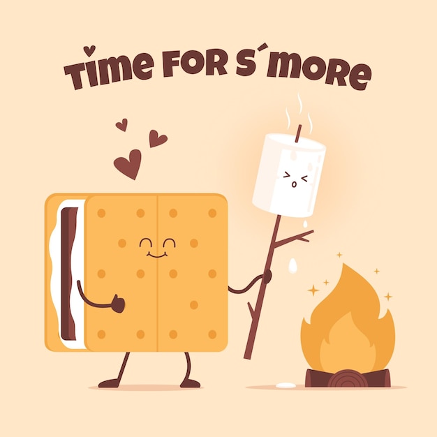 Free vector flat design delicious s'mores illustrated