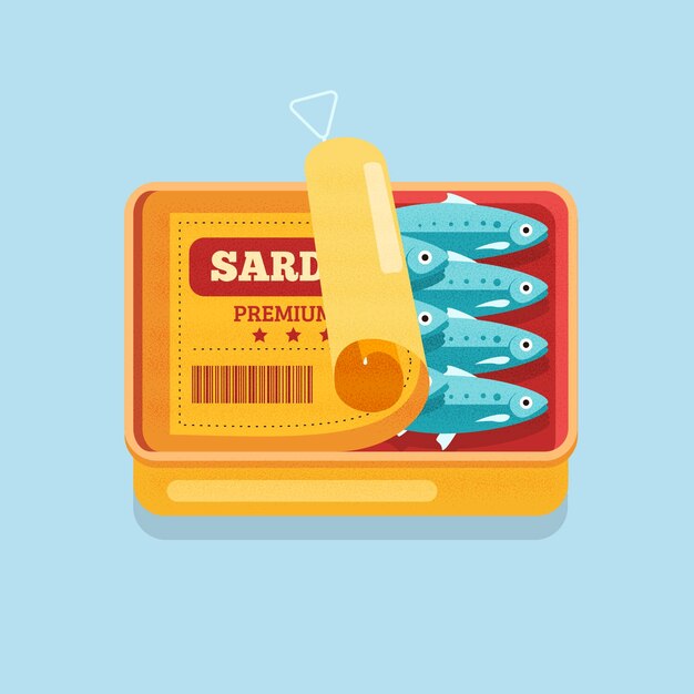 Flat design delicious sardine illustration