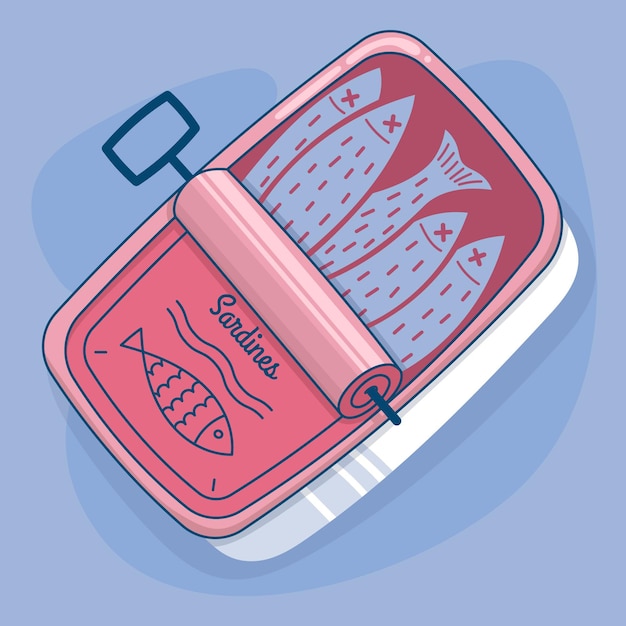 Flat design delicious sardine illustration