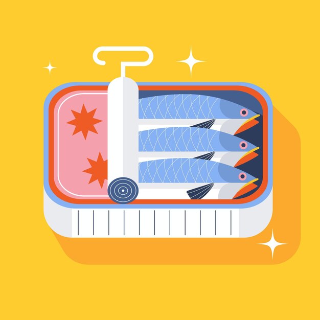 Flat design delicious sardine illustration