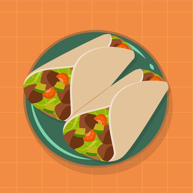 Flat design delicious shawarma illustration