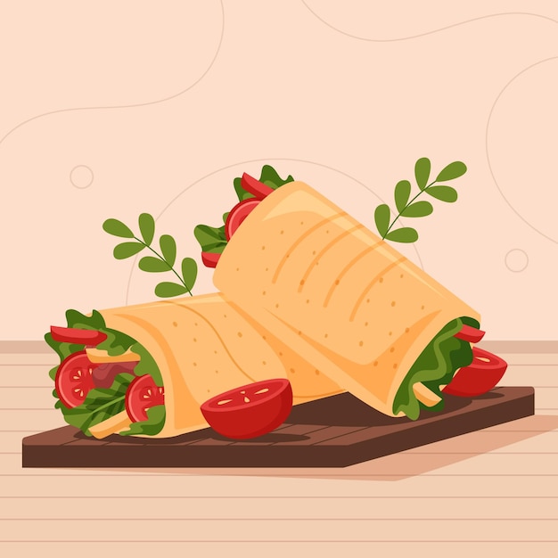 Free Vector flat design delicious shawarma illustration