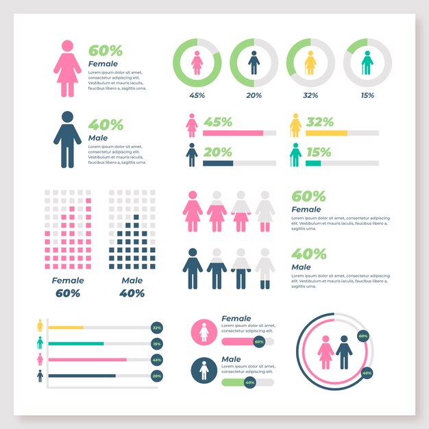 Flat design demographic chart design