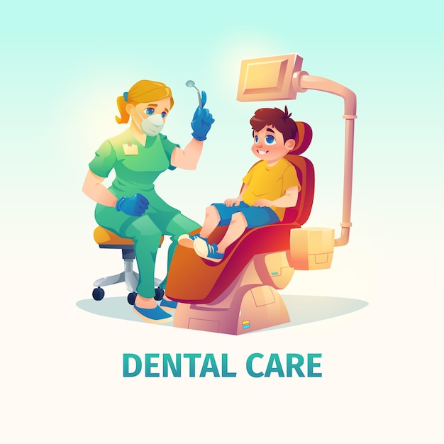 Flat design dental care illustration