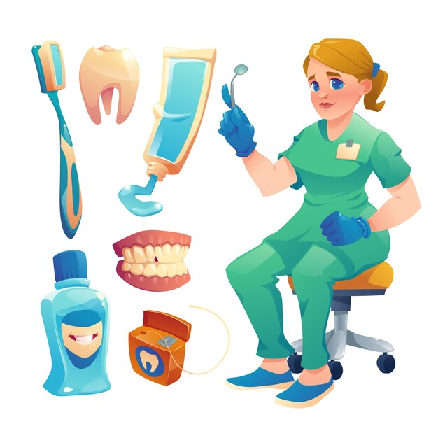 Flat design dental care illustration