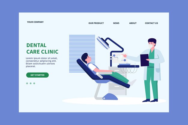 Flat design dental care landing page