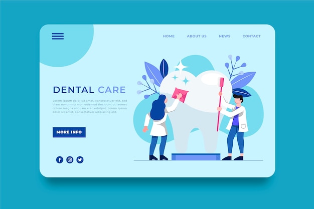 Flat design dental care web template